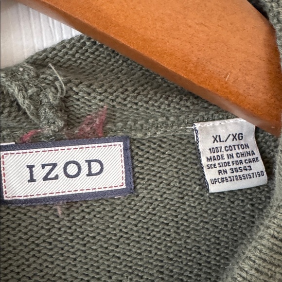 VTG Izod Men's Olive Zip-Up Hooded Sweater SZ XL - Picture 2 of 5